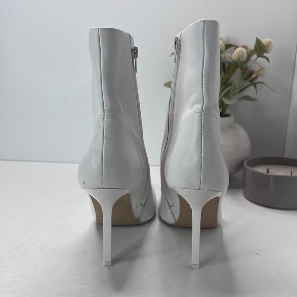 Steve Madden Elysia Leather Pointed Toe Ankle Boots White ELYS05S1 Women's 9M - Picture 4 of 9